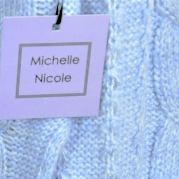 New! Michelle Nicole Cozy Soft Cable Knit Hi-Low Hem Side Slits Tunic Sweater - Picture 6 of 8